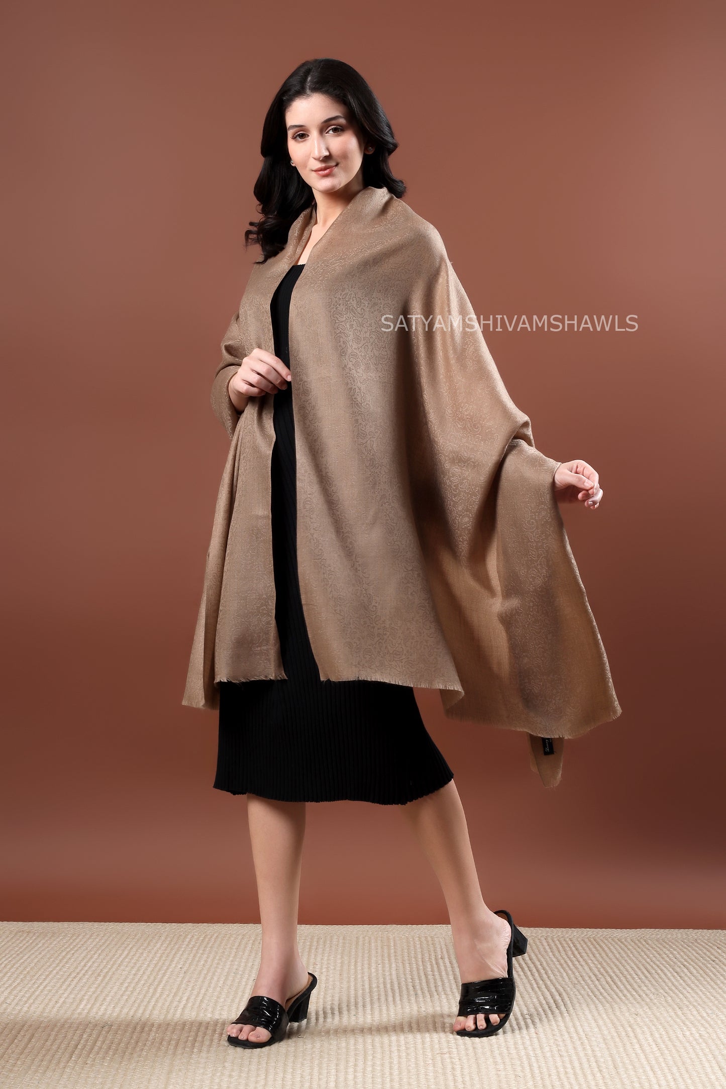 womens fine wool self design shawl,light and soft