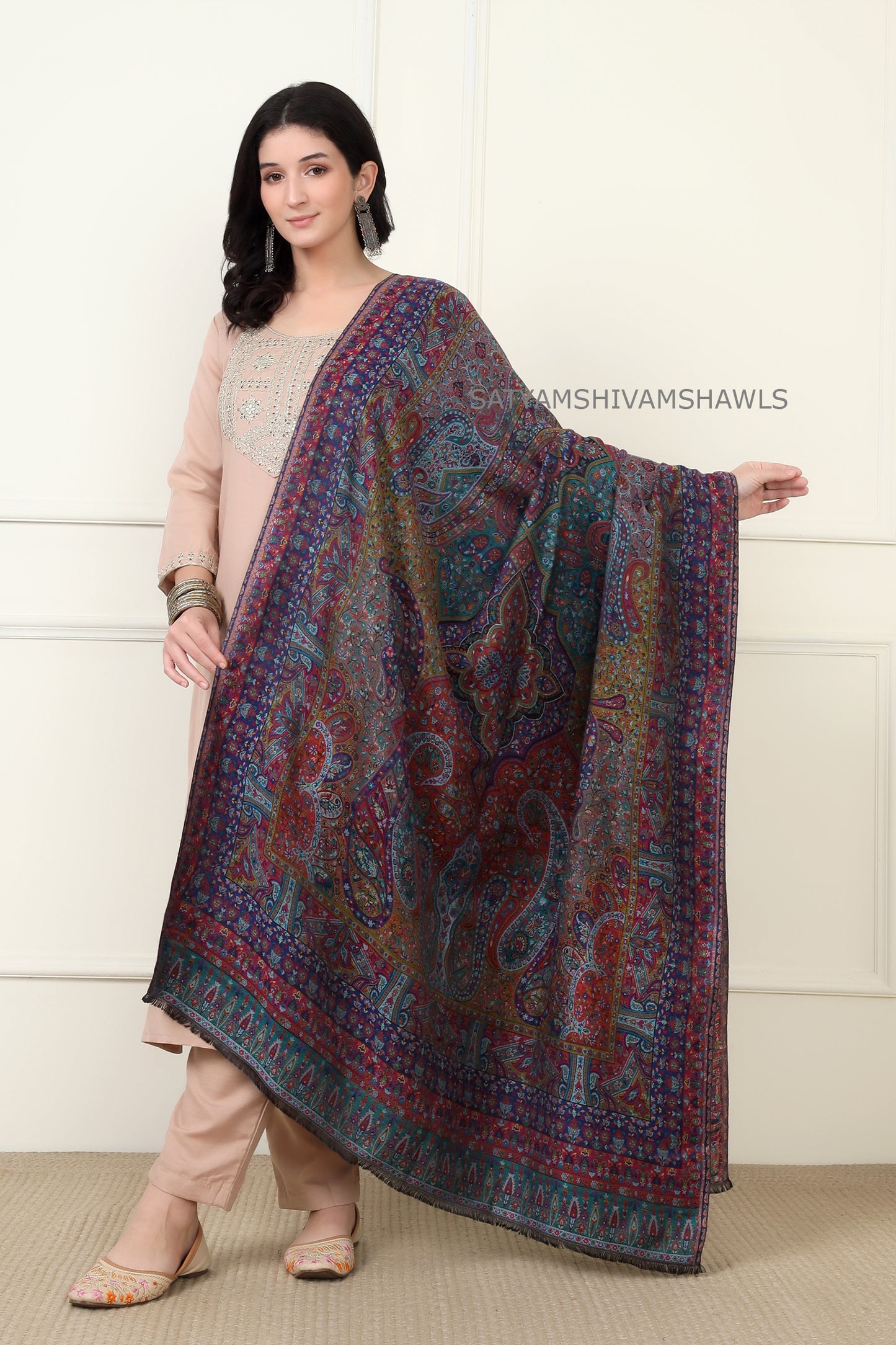 pure wool paisely multi kani design women shawl