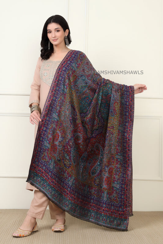 pure wool paisely multi kani design women shawl