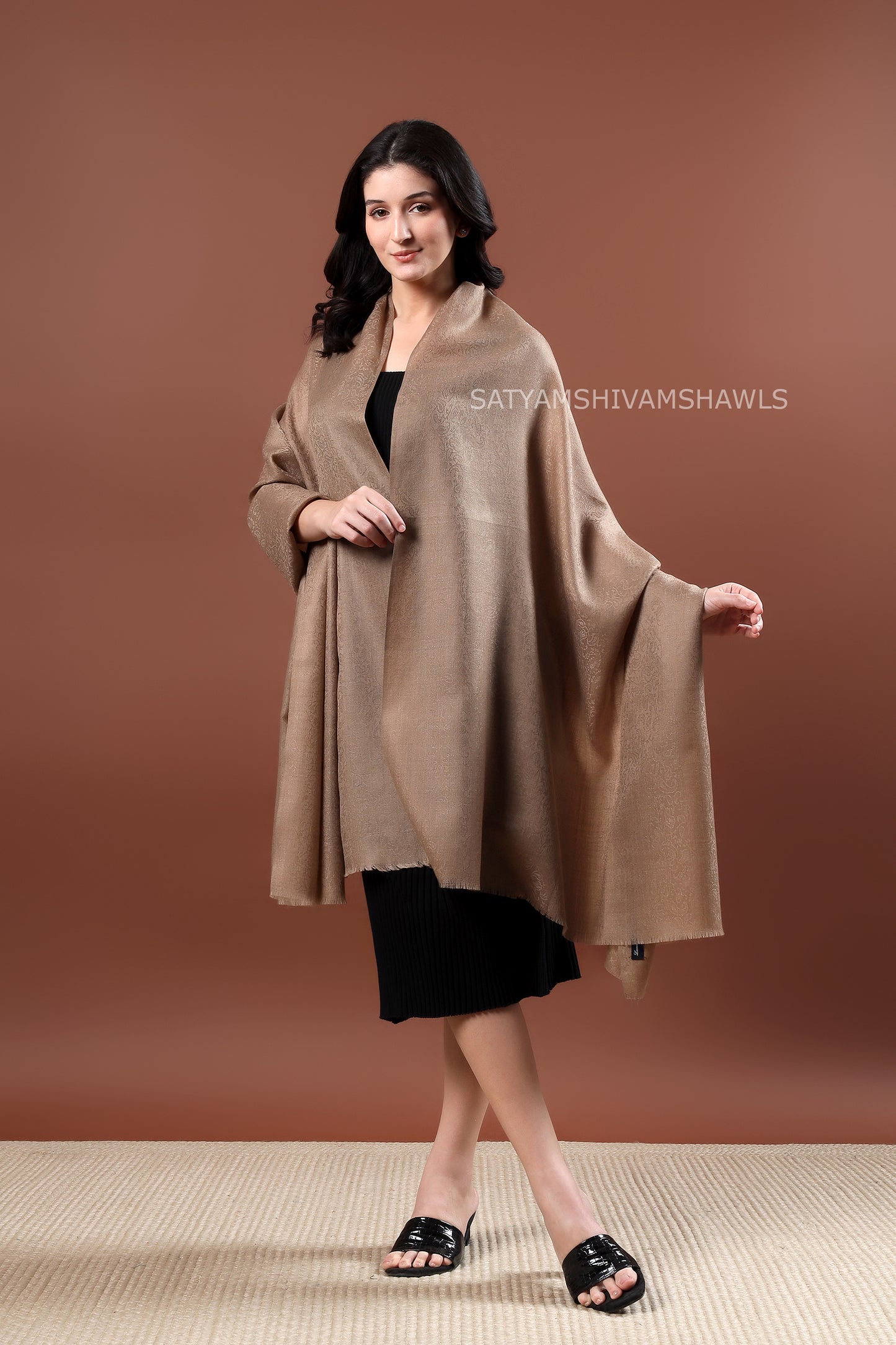 womens fine wool self design shawl,light and soft