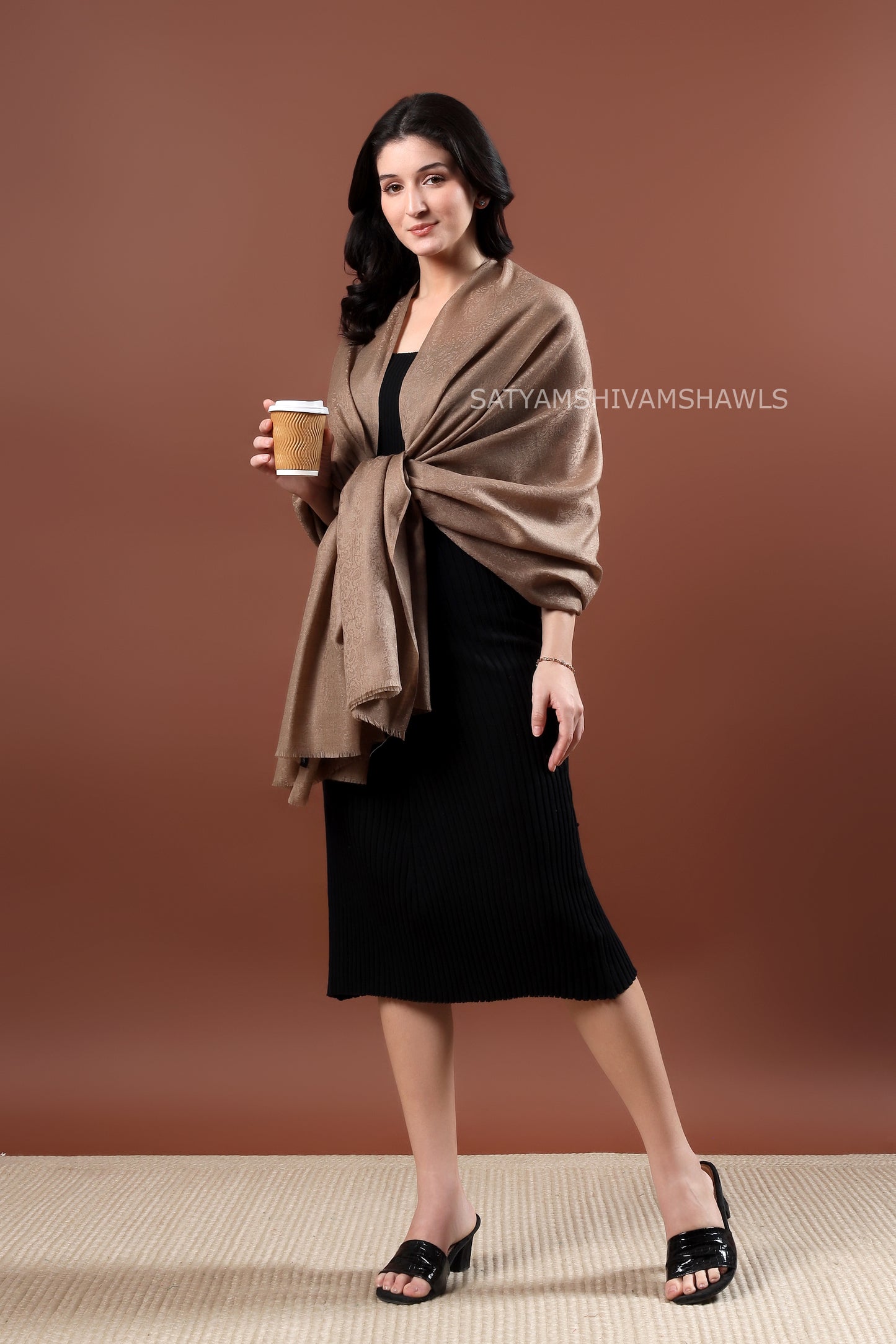 womens fine wool self design shawl,light and soft