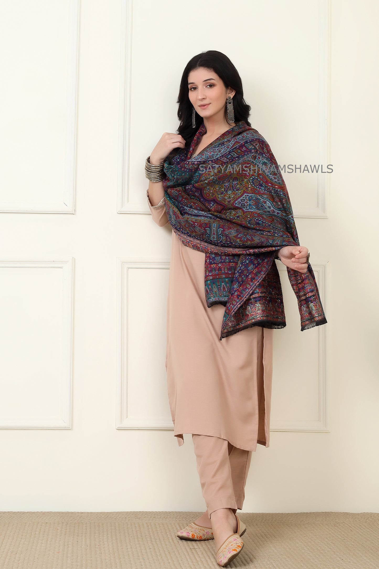 pure wool paisely multi kani design women shawl
