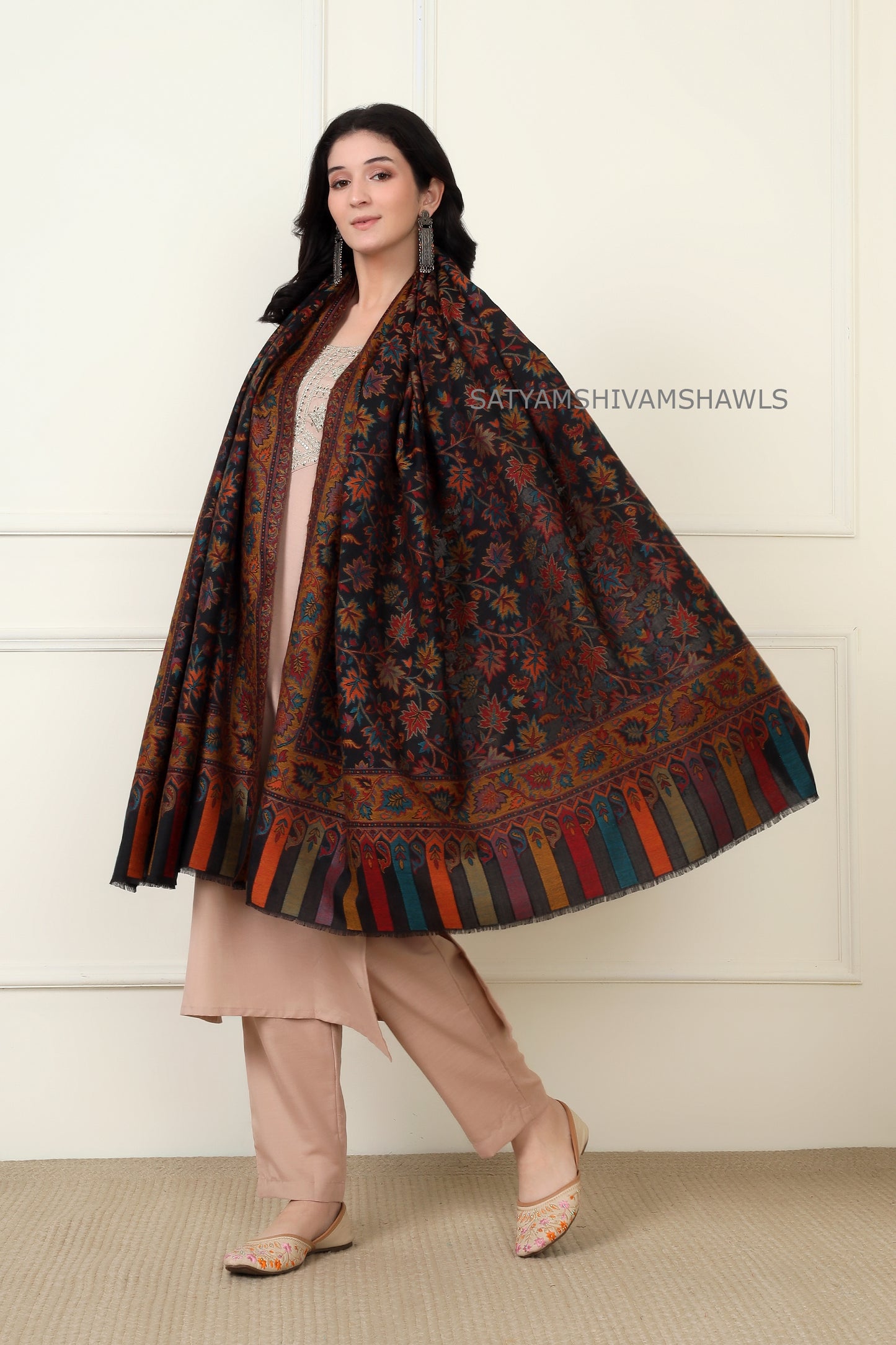 ETHNIC KASHMIRI CHINAR DESIGN KANI  SHAWL,  Soft And Warm,