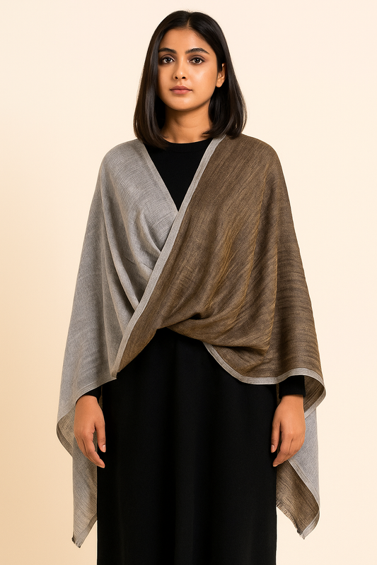 Twilight reversible Collection, Metallic Thread Weave, Fine Wool, grey ,gold