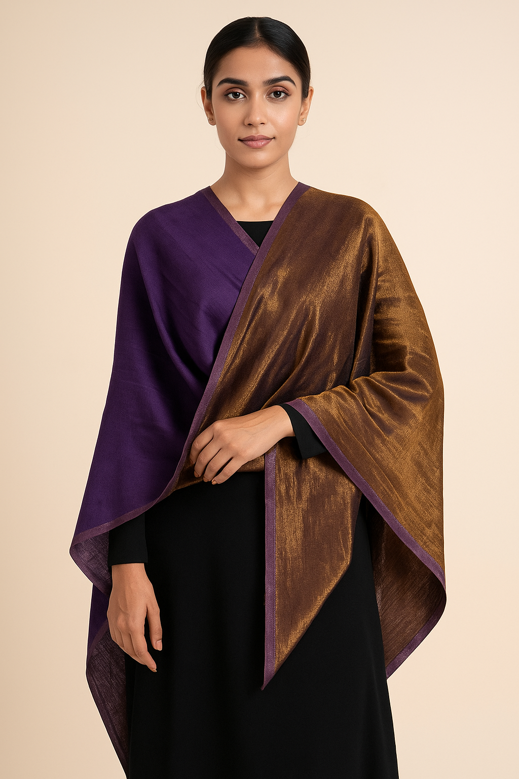 Twilight reversible Collection, Metallic Thread Weave, Fine Wool