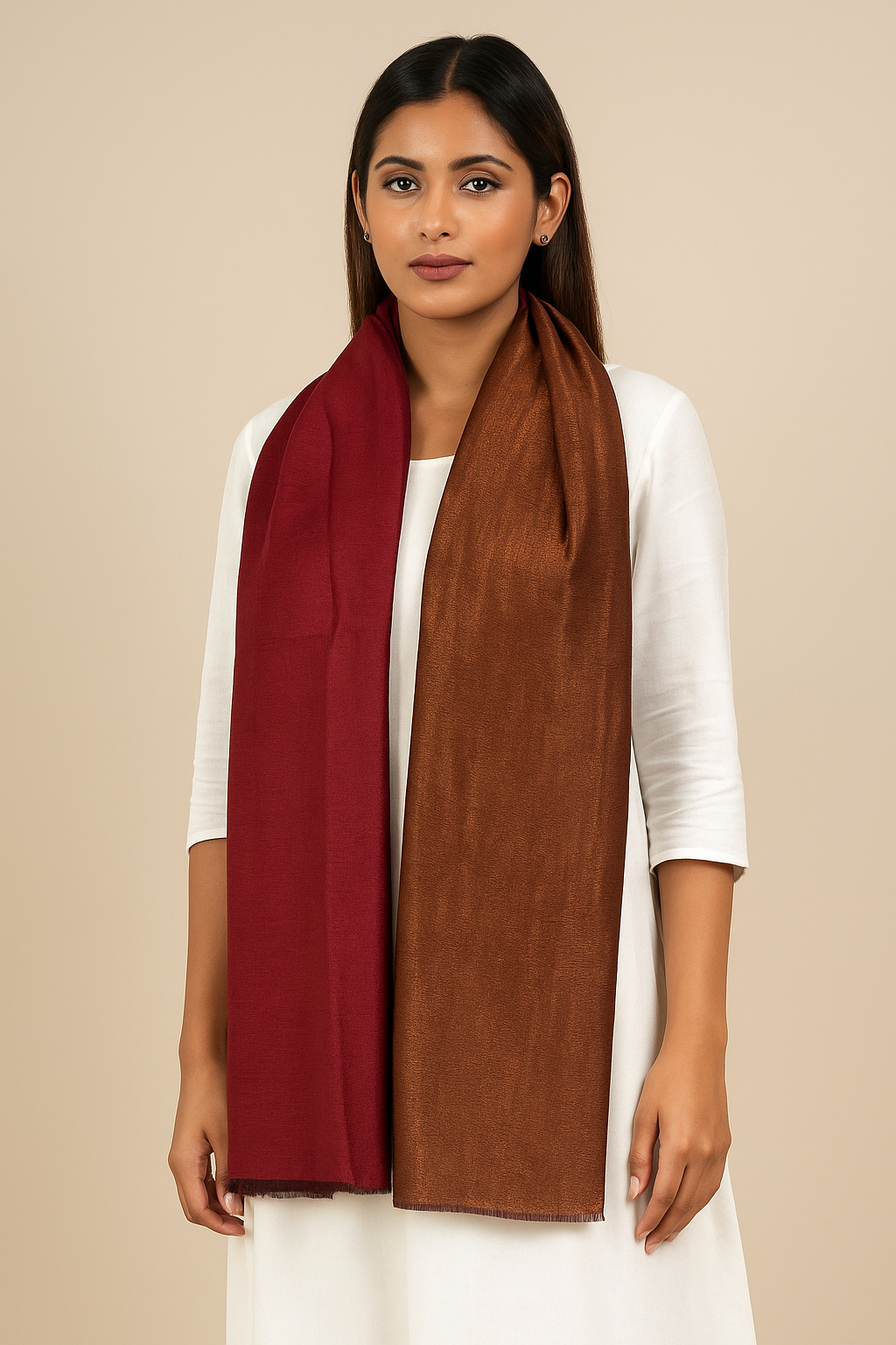 Twilight reversible Collection, Metallic Thread Weave, Fine Wool, marron ,gold