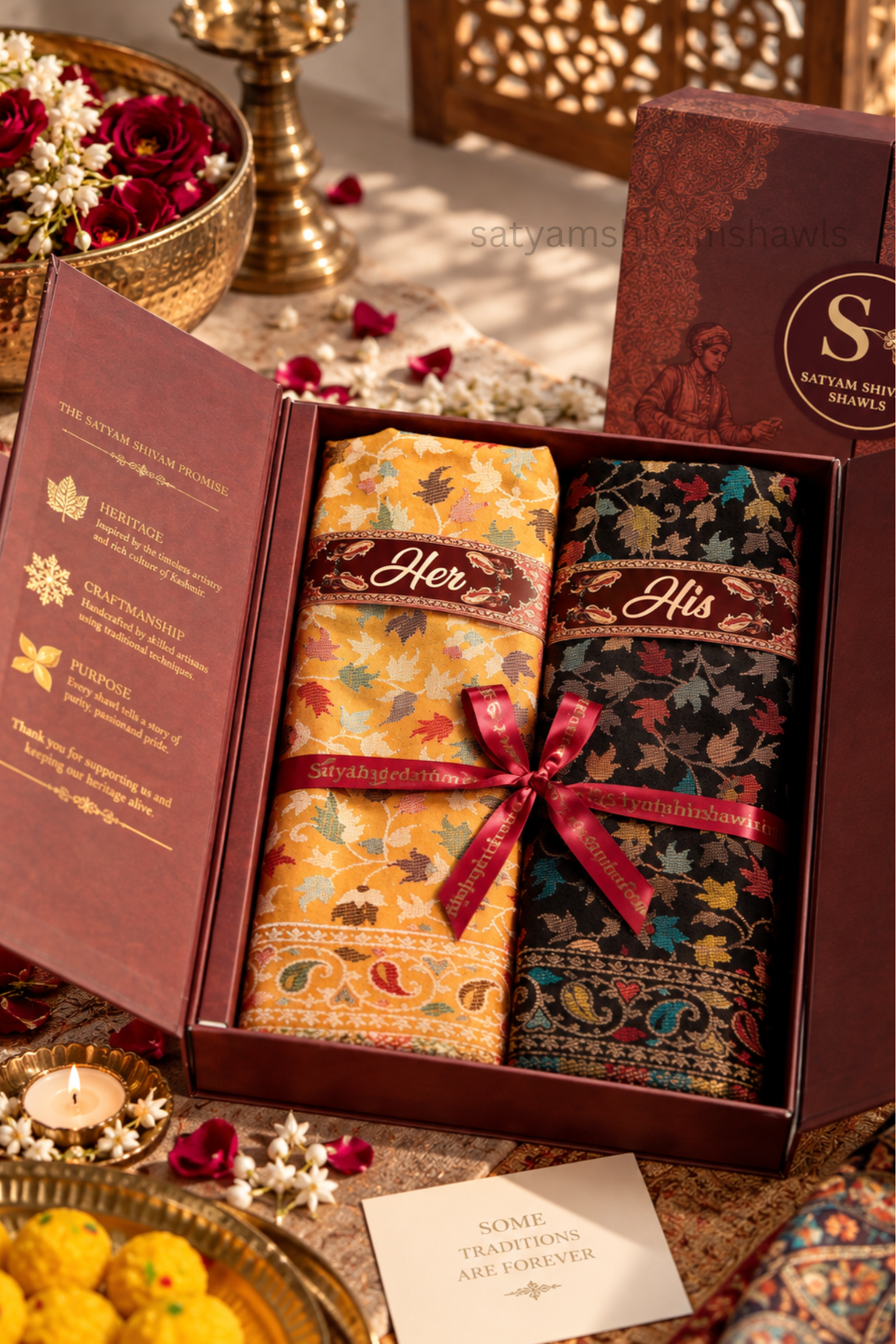 His And Her Set Of pure wool stoles With Premium Gift Box Packaging,