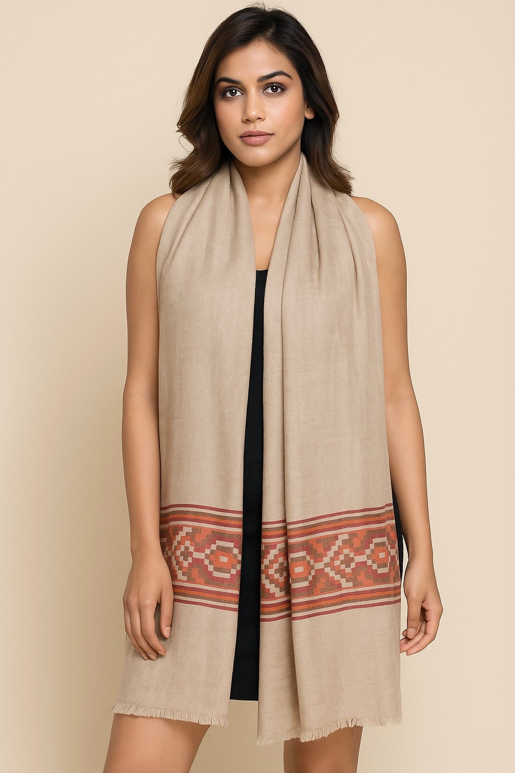 Fine wool kullu palla stole,soft & light weight,skin