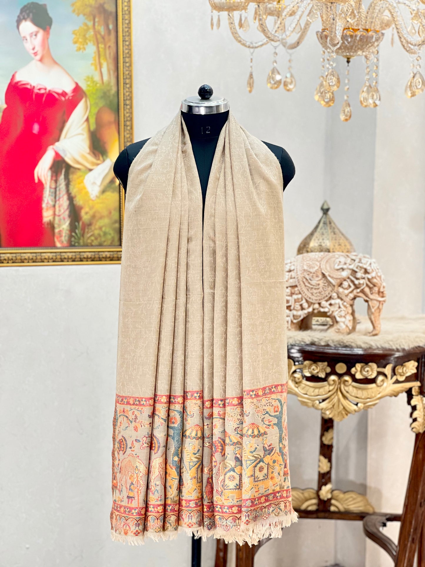 DHOLI PALLA KANI ZARI  WEAVE PURE WOOL  SHAWL,WARM AND SOFT,SKIN