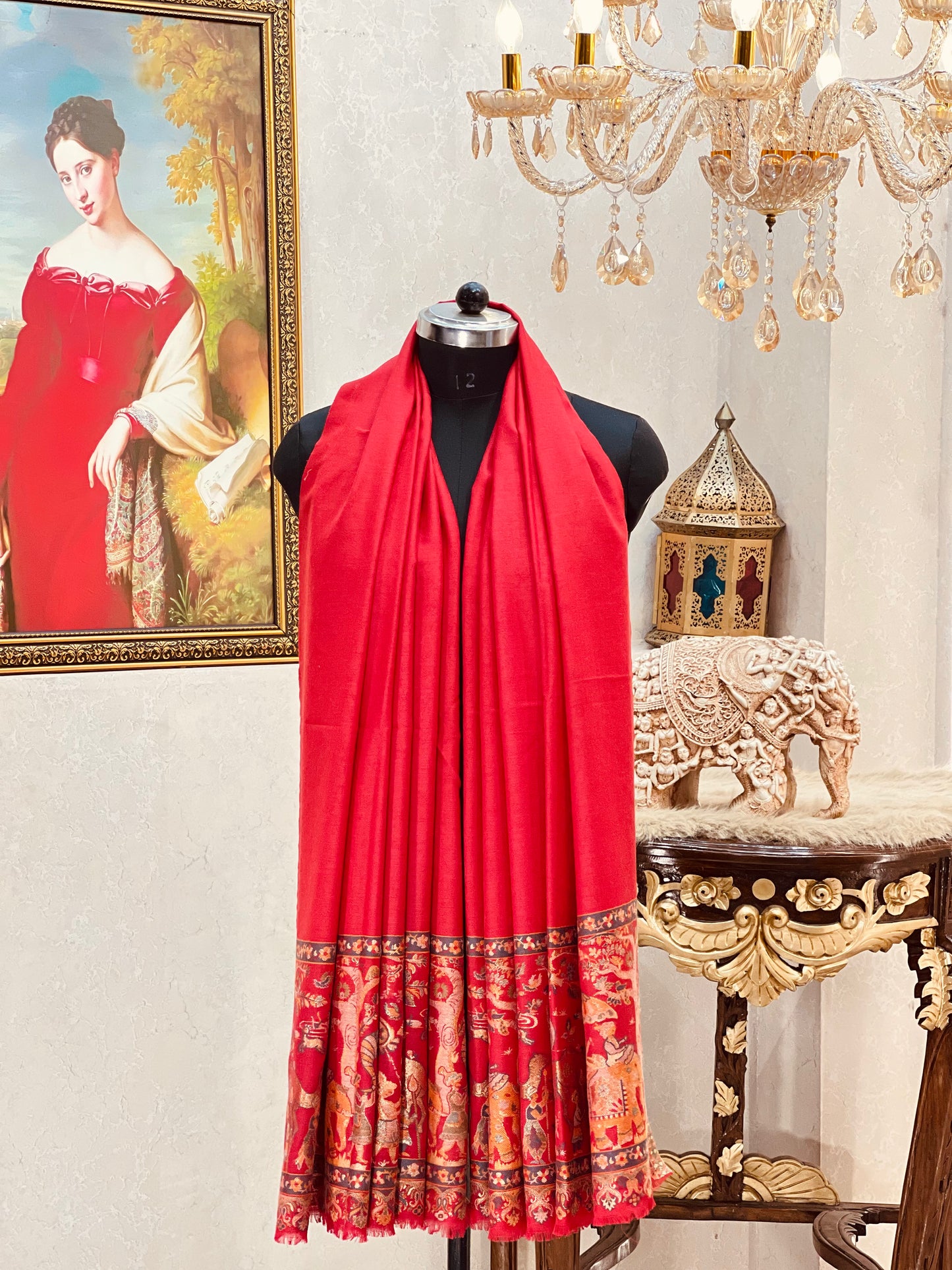DHOLI PALLA KANI ZARI  WEAVE PURE WOOL  SHAWL,WARM AND SOFT,KASHMIRI MEHROON