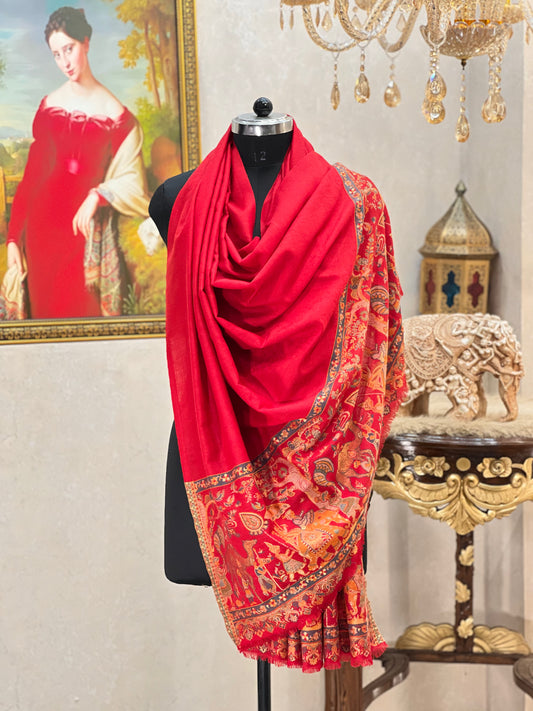 DHOLI PALLA KANI ZARI  WEAVE PURE WOOL  SHAWL,WARM AND SOFT,KASHMIRI MEHROON