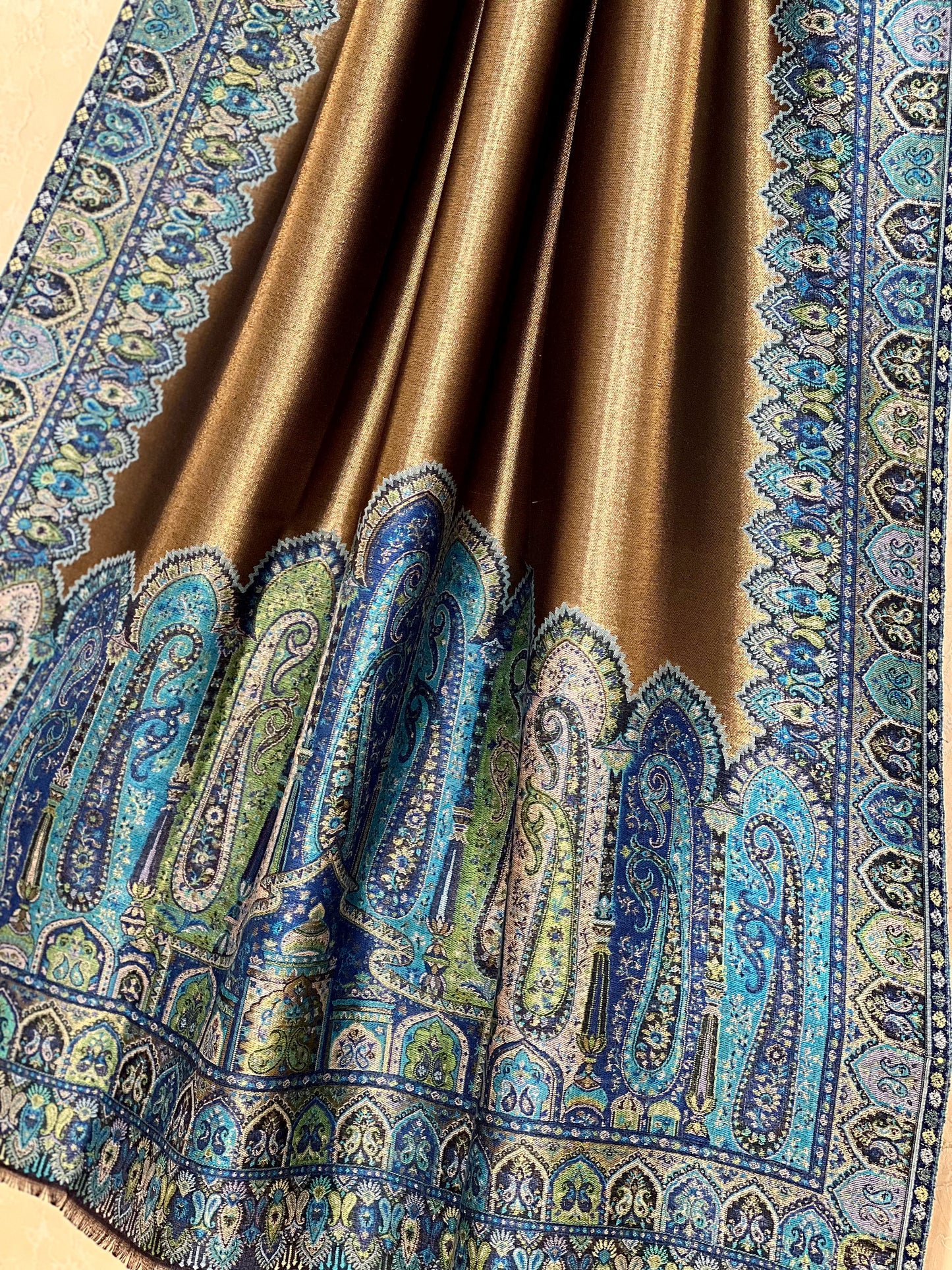 WOMEN SHAWL TWILIGHT COLLECTION FINE WOOL AMBER GOLD,