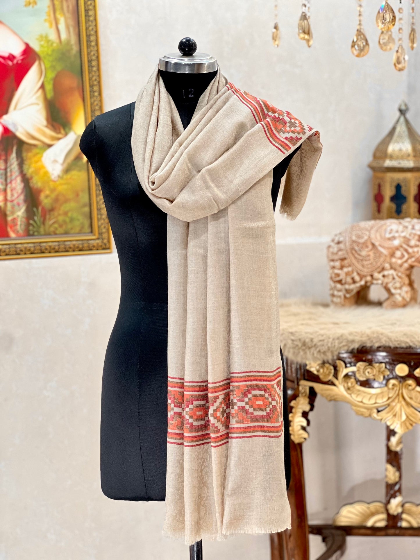 Fine wool kullu palla stole,soft & light weight,skin