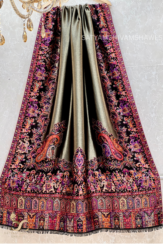 WOMEN SHAWL TWILIGHT COLLECTION FINE WOOL AMBER GOLD,