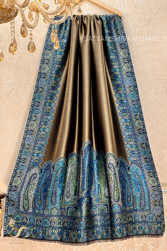 WOMEN SHAWL TWILIGHT COLLECTION FINE WOOL AMBER GOLD,