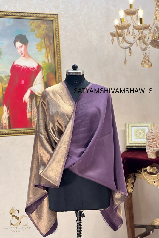 Noor-e-zari twilight reversible (STOLE) DEEP PURPLE