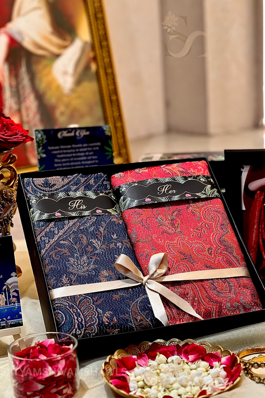 His And Her Set Of 100% pure wool shawls With Premium Gift Box Packaging
