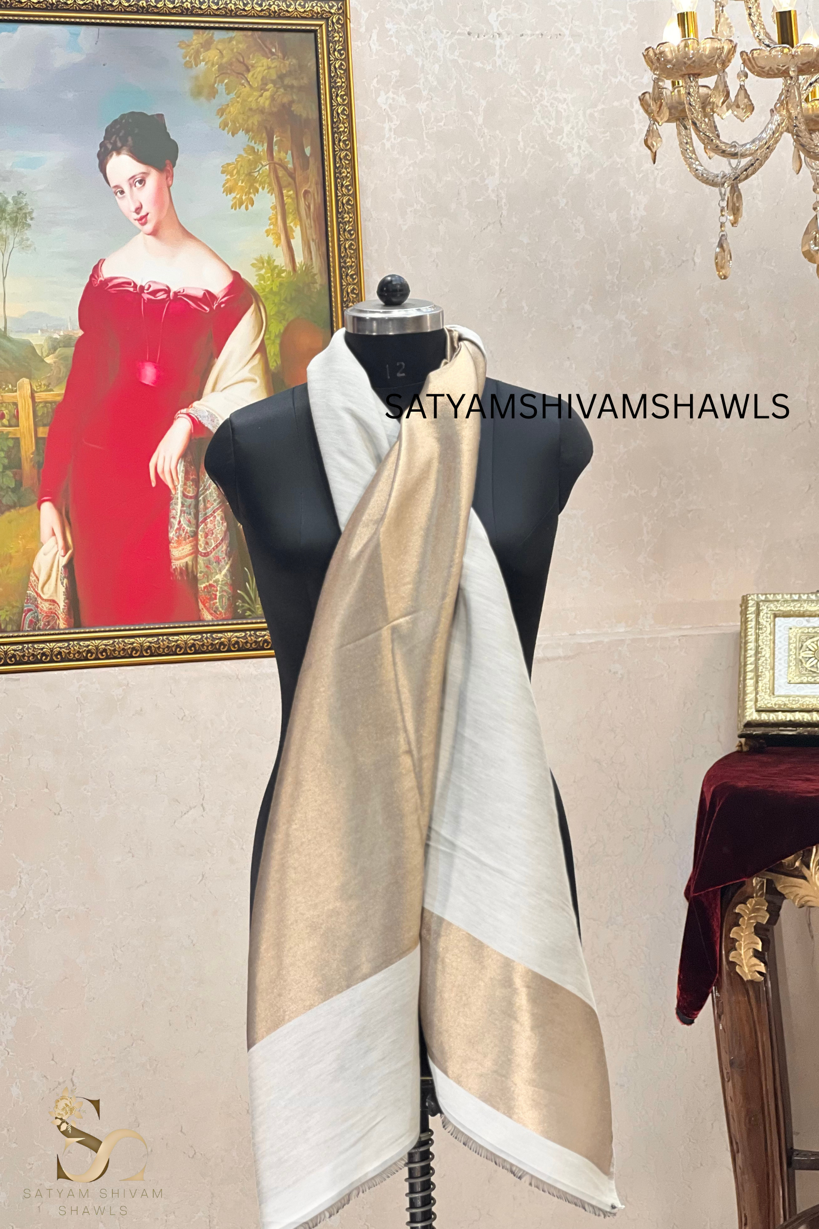 Noor-e-zari twilight reversible (STOLE) WHITE MOONLIGHT