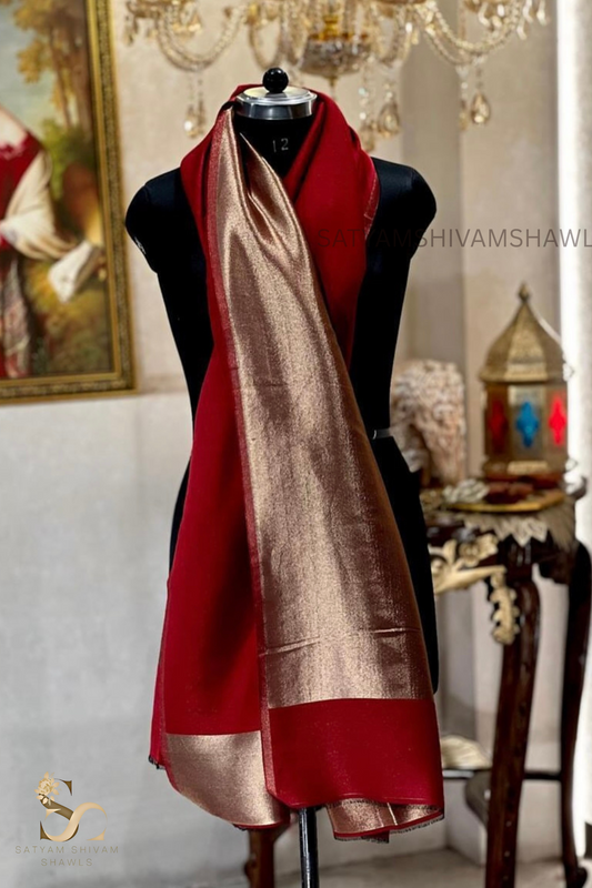 moonlight zari reversible shawl, mehroon