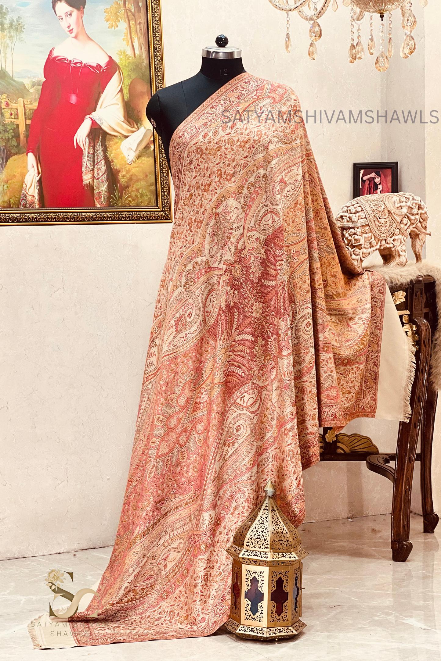 PURE WOOL ETHNIC KANI WEAVED SHAWL,WARM AND SOFT,SKIN
