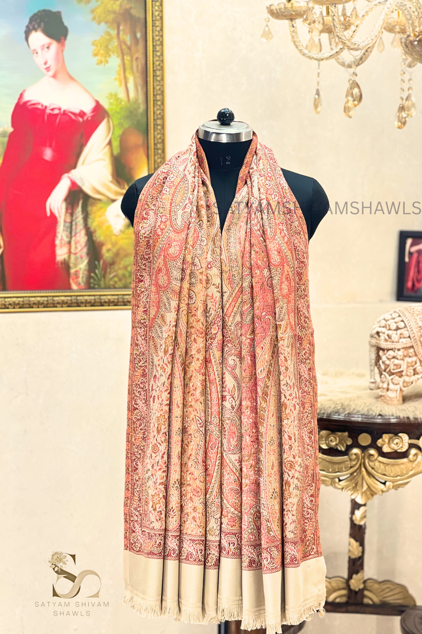 PURE WOOL ETHNIC KANI WEAVED SHAWL,WARM AND SOFT,SKIN