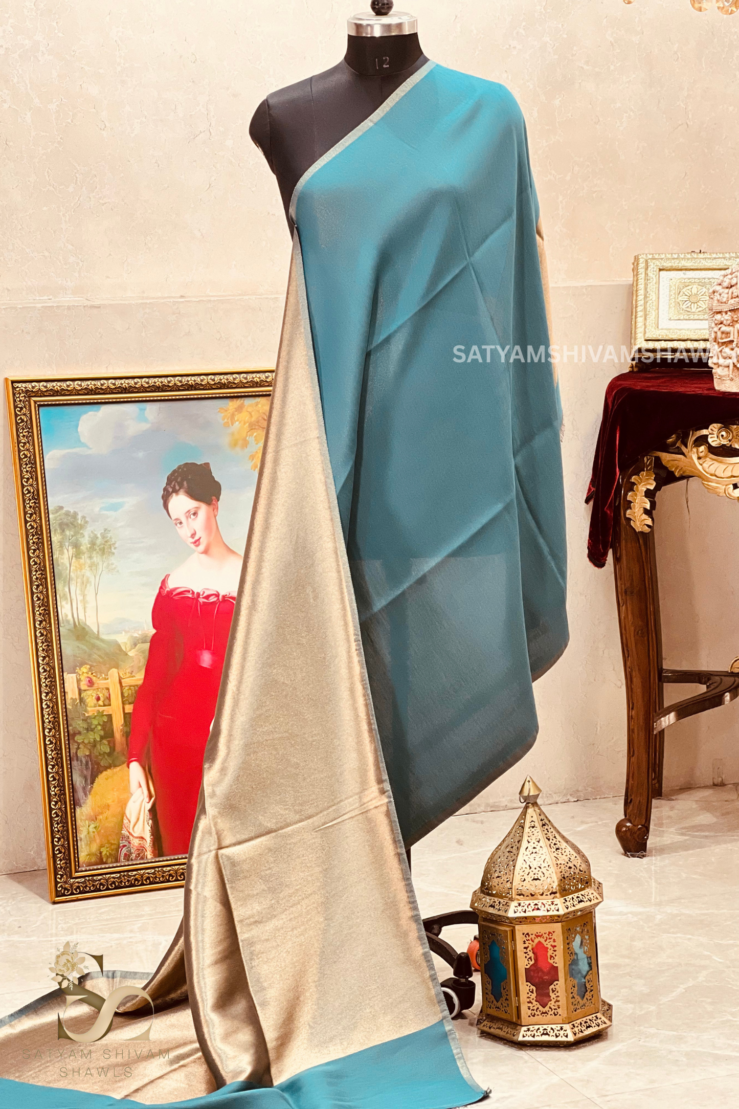 Noor-e-zari twilight reversible shawl,black