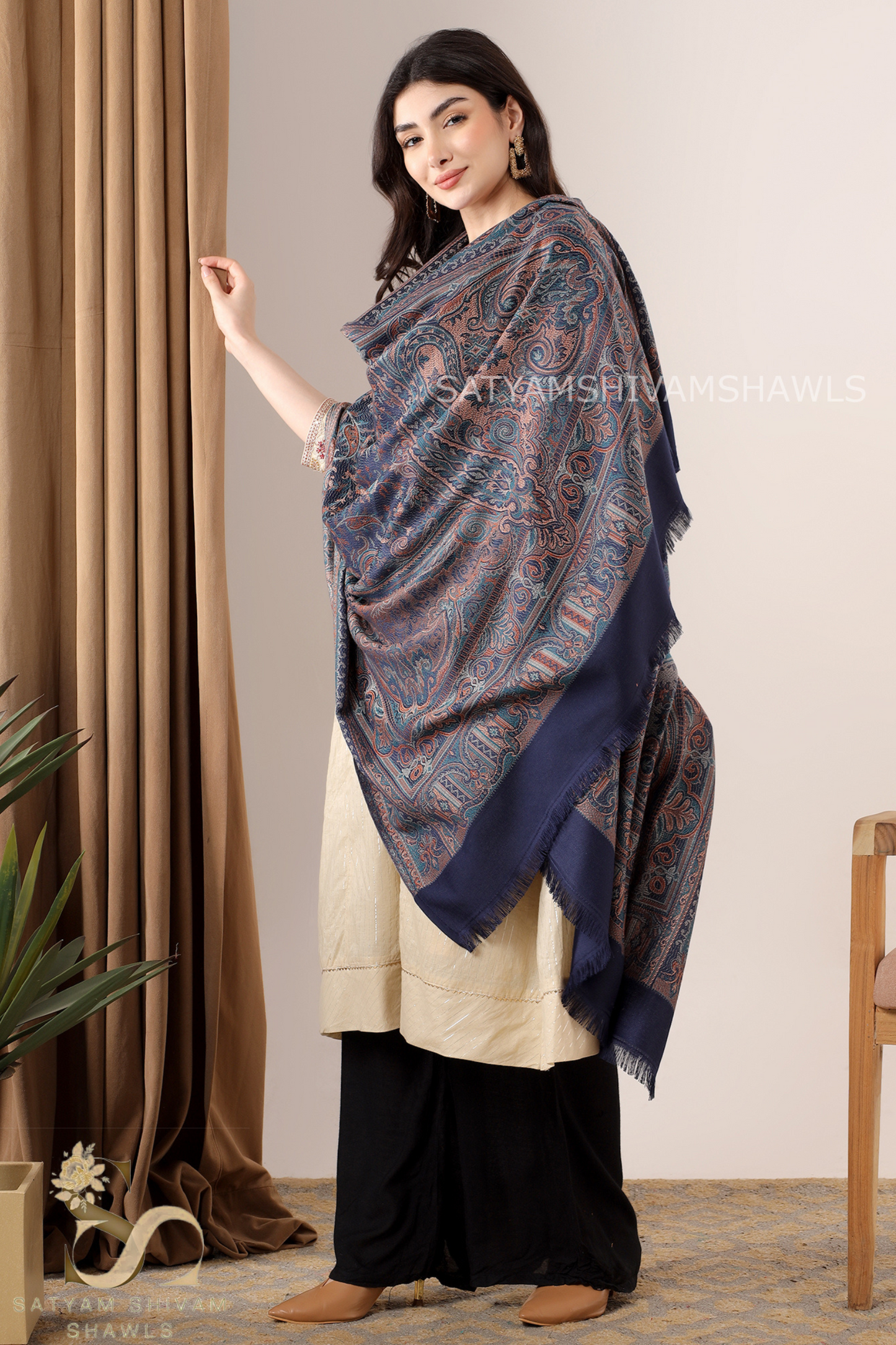 PURE WOOL ETHNIC KANI WEAVED SHAWL,WARM AND SOFT