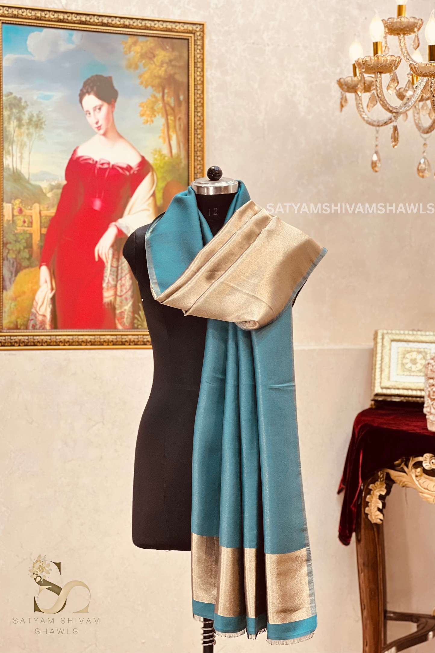 Noor-e-zari twilight reversible shawl,black