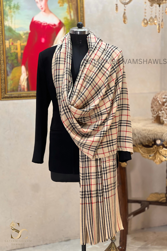 Mens Woven Check Shawl Light Weight - Fine Wool , full size