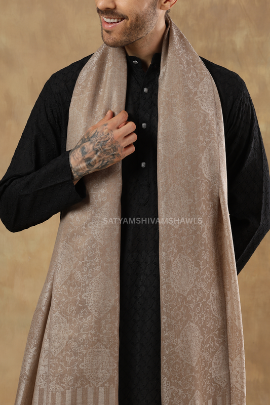 ROYAL LUXURY PASHMINA RING PASS GENTS LOHI KASHMIRI AUTHENTIC SELF DESIGN , TOOSH COLOUR