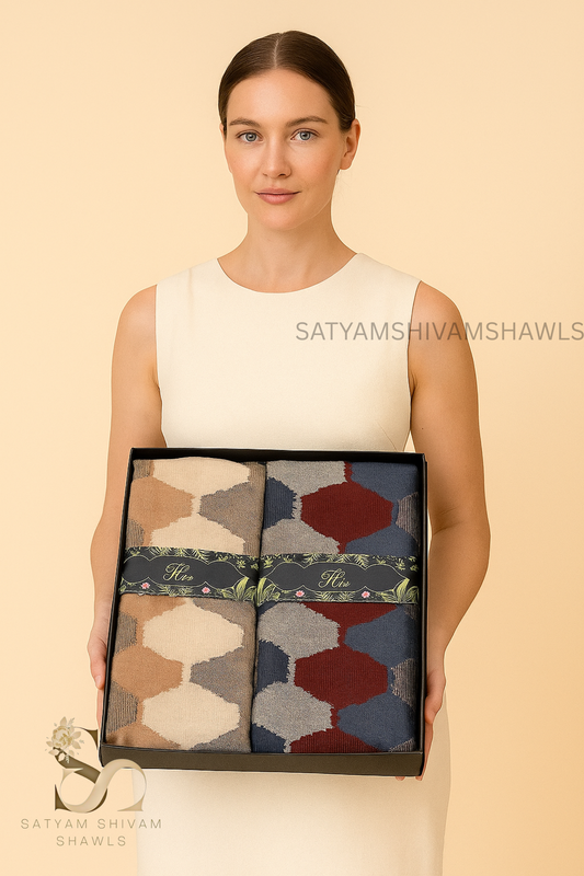 HIS AND HER GIFT BOX(MENS WITH FINE PASHMINA EKAT STOLE & WOMENS FINE PASHMINA EKAT STOLE )PREMIUM GIFT BOX PACKAGING