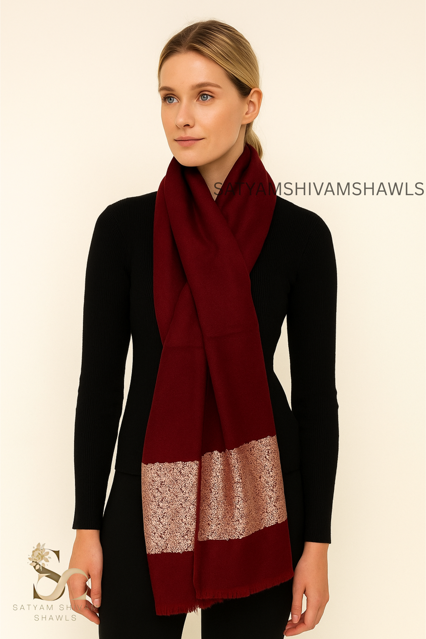 Fine wool embroidery sippi palla stole
