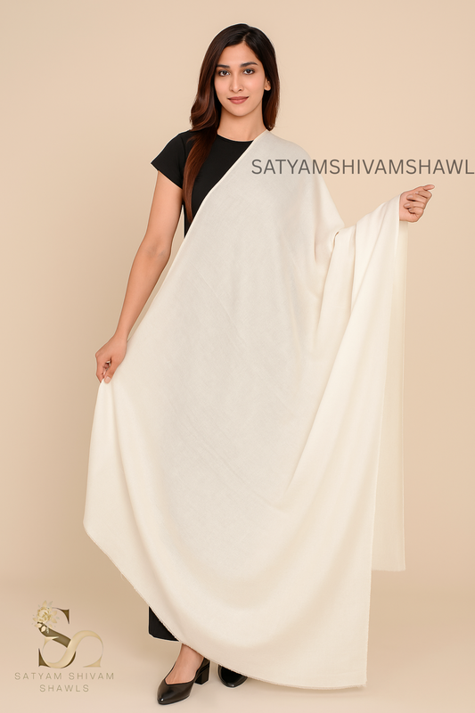 WOMENS PURE WOOL SHAWL ,SOLID PLAIN DESIGN,WHITE,