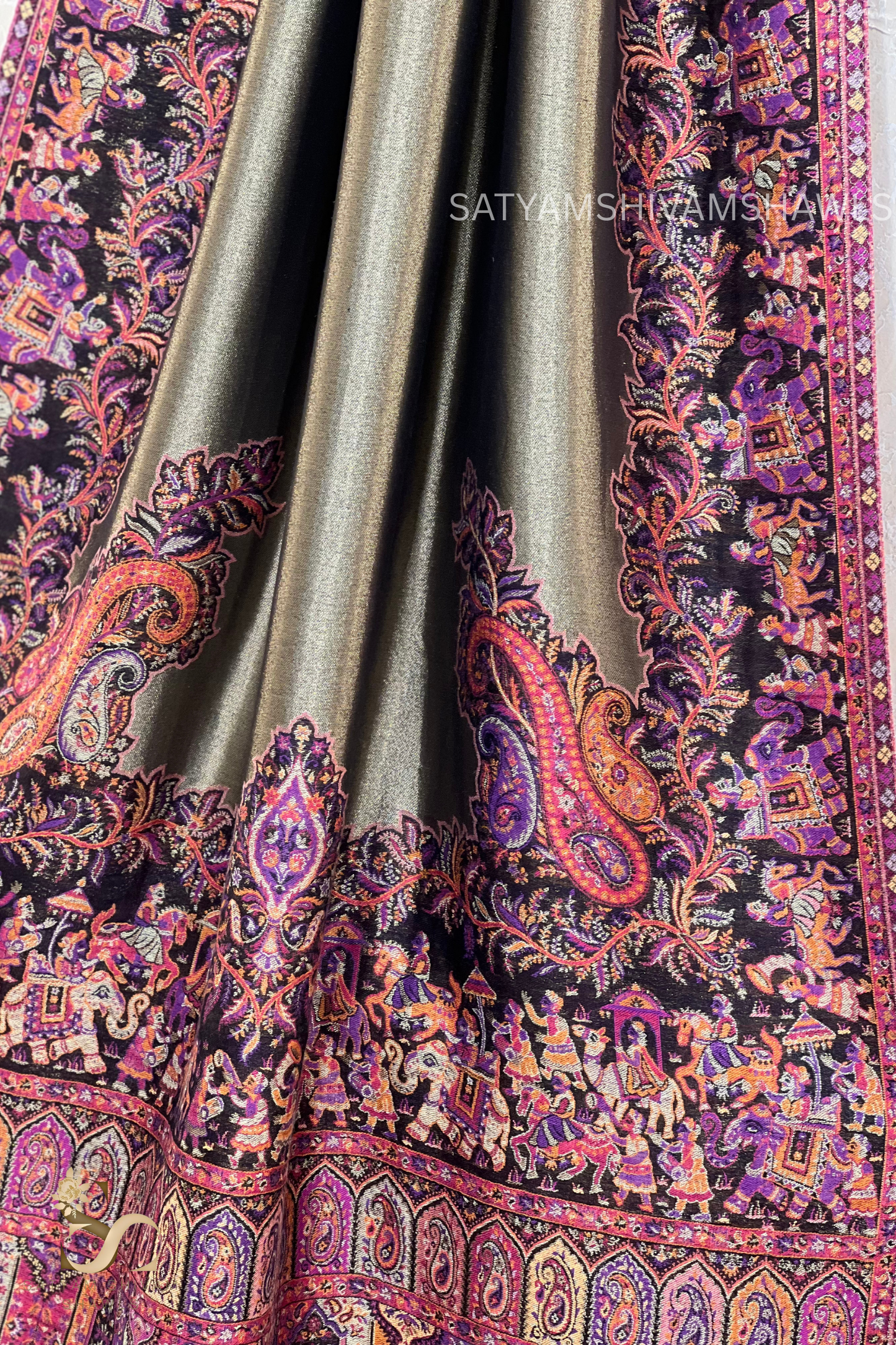 WOMEN SHAWL TWILIGHT COLLECTION FINE WOOL AMBER GOLD,