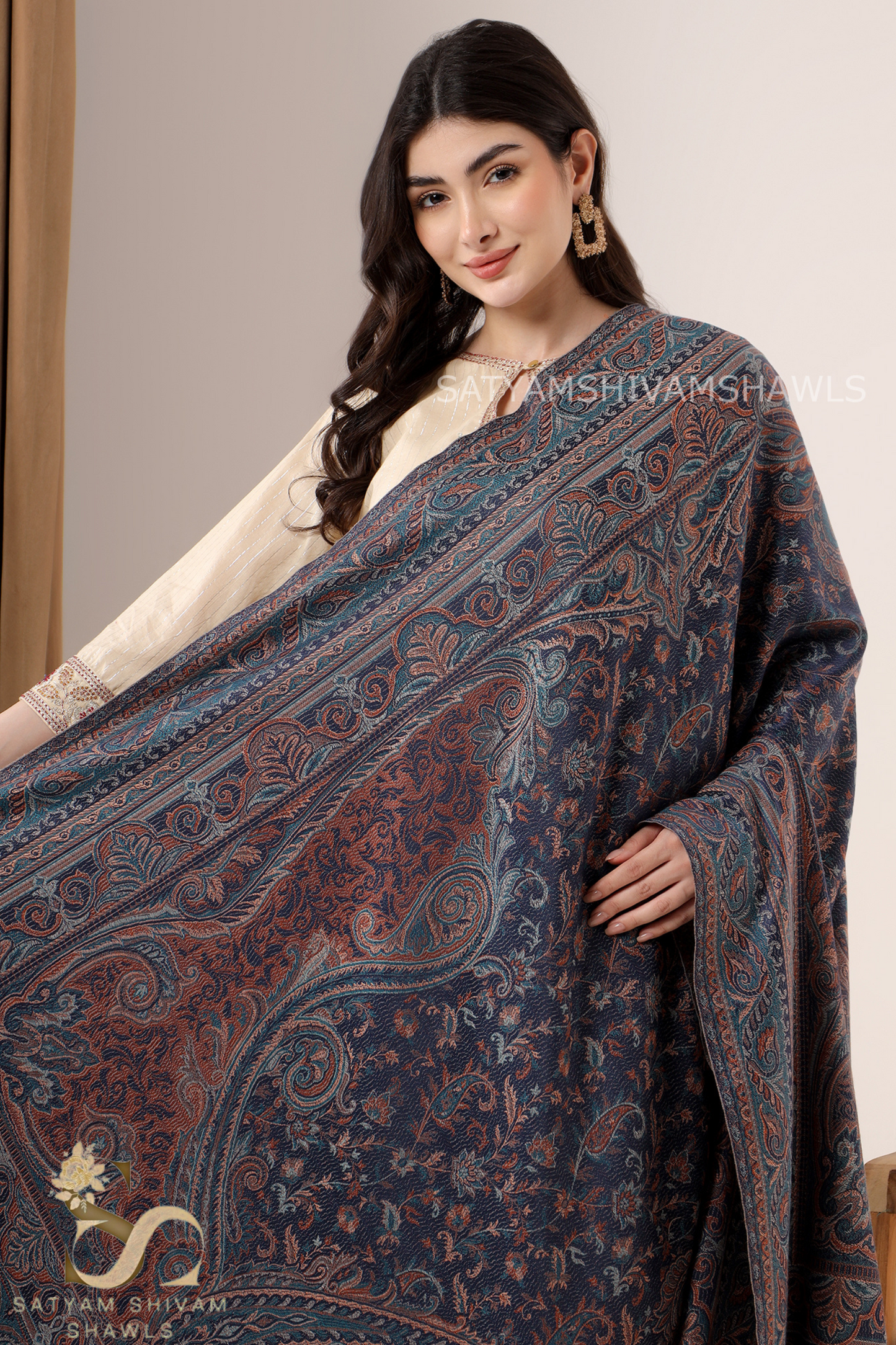 PURE WOOL ETHNIC KANI WEAVED SHAWL,WARM AND SOFT