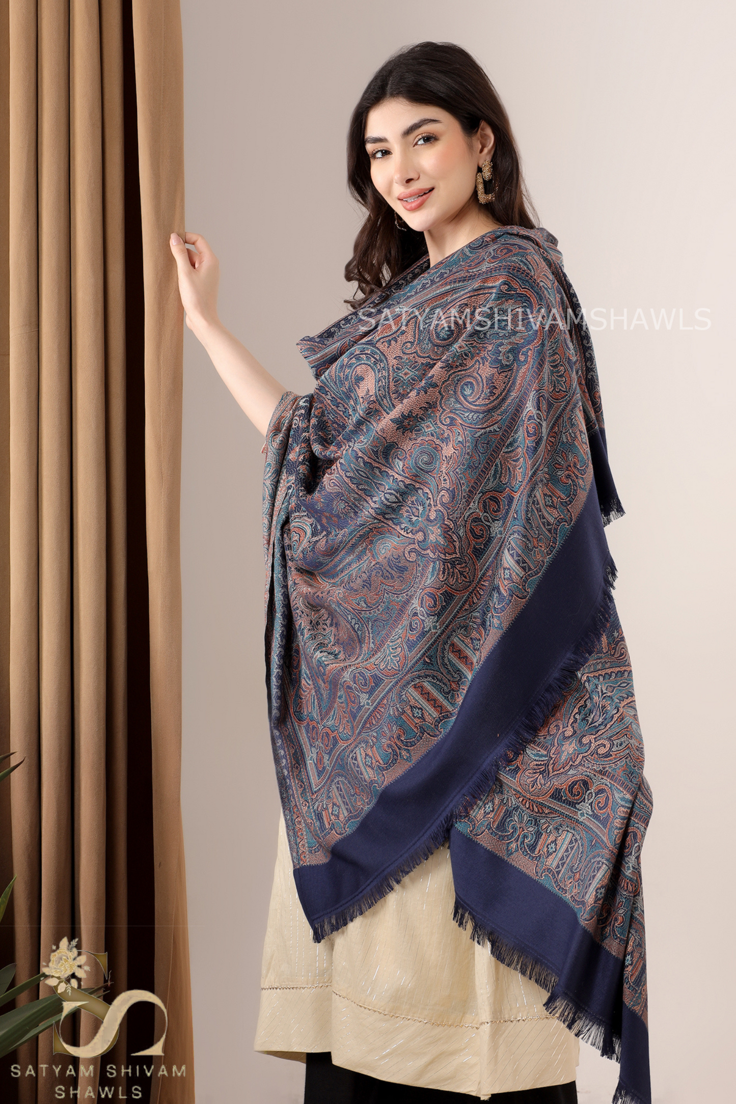 PURE WOOL ETHNIC KANI WEAVED SHAWL,WARM AND SOFT