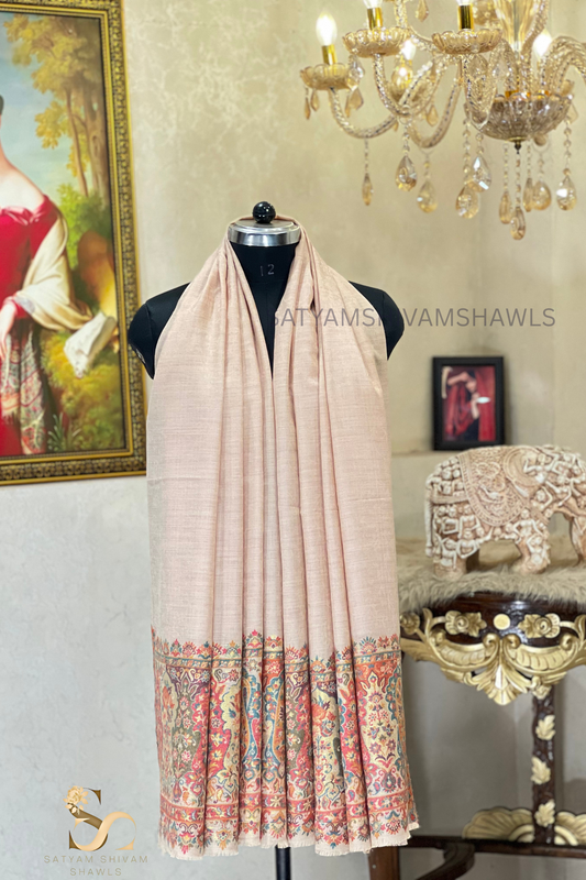 ZARI MOONLIGHT KANI WEAVE PURE WOOL PALLA SHAWL,WARM AND SOFT,SKIN