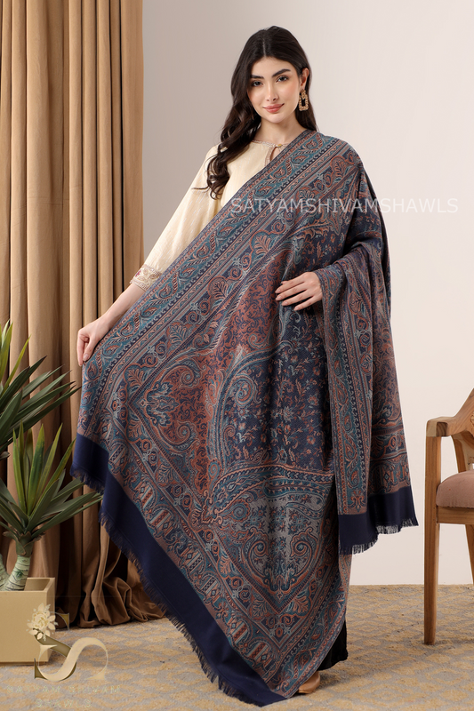 PURE WOOL ETHNIC KANI WEAVED SHAWL,WARM AND SOFT