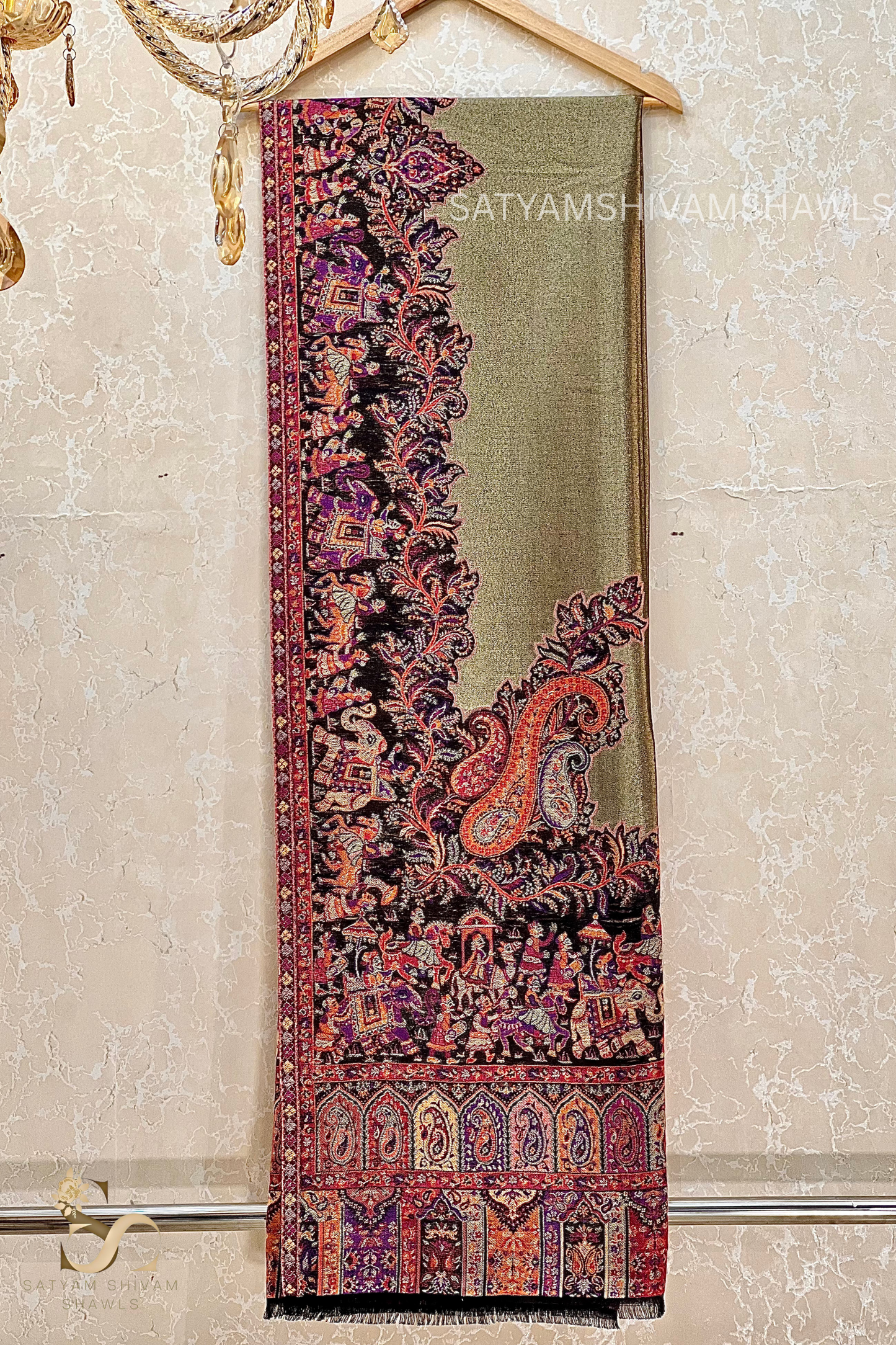 WOMEN SHAWL TWILIGHT COLLECTION FINE WOOL AMBER GOLD,