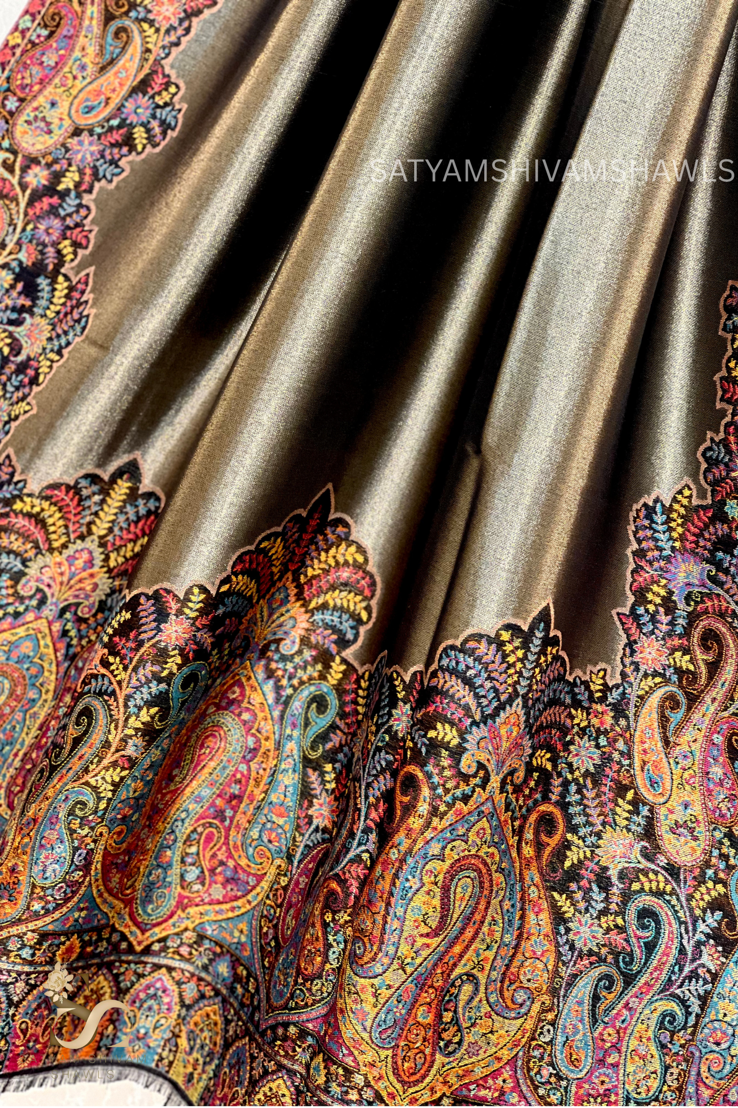 WOMEN SHAWL TWILIGHT COLLECTION FINE WOOL AMBER GOLD,