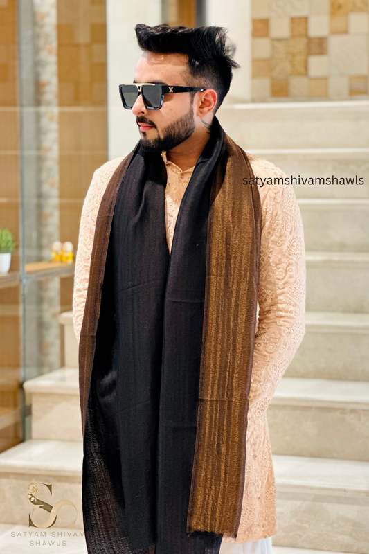 Mens Twilight Collection, Metallic Thread Weave, Fine Wool, black and golden