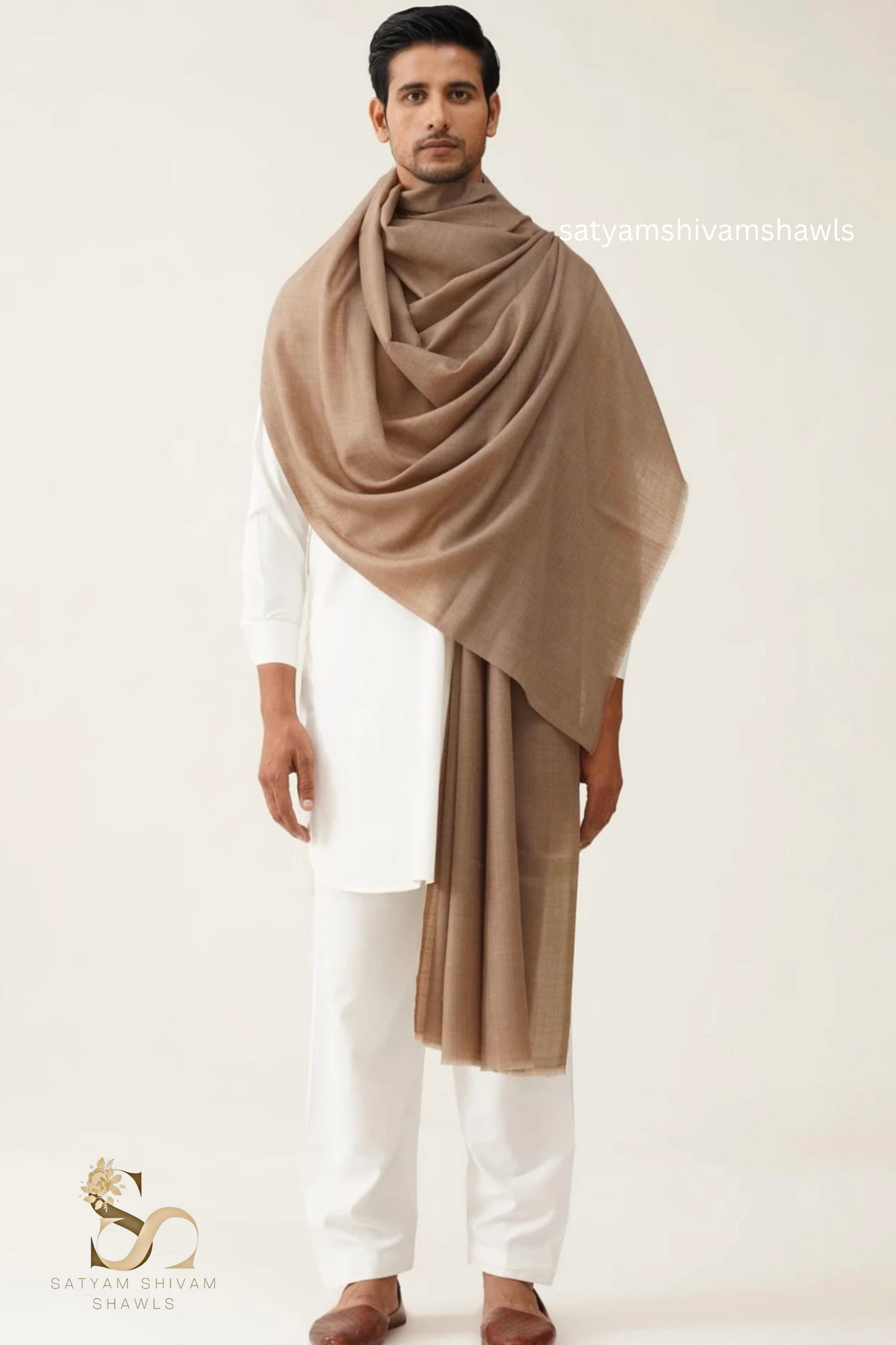PASHMINA MENS  100% CERTIFIED PURE WOOL SUPER FINE RING SHAWL, FULL SIZE