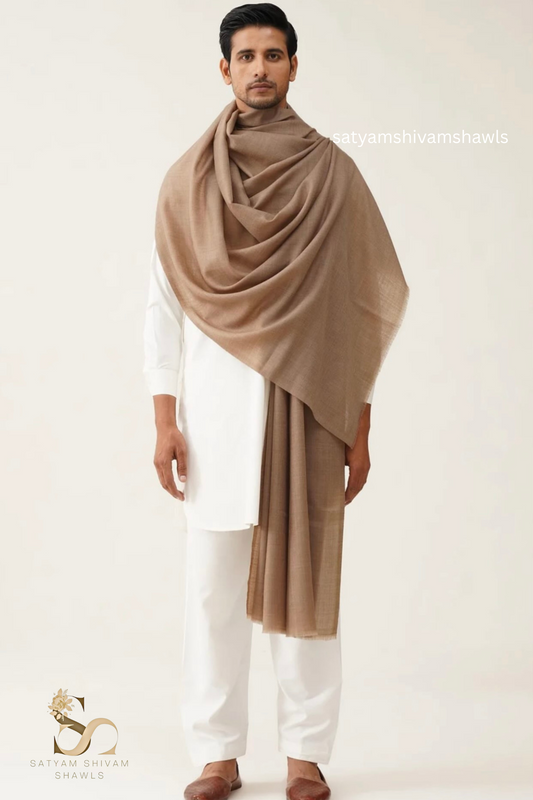 PASHMINA MENS  100% CERTIFIED PURE WOOL SUPER FINE RING SHAWL, FULL SIZE