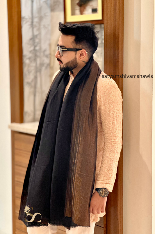 Mens Twilight Collection, Metallic Thread Weave, Fine Wool, black and golden