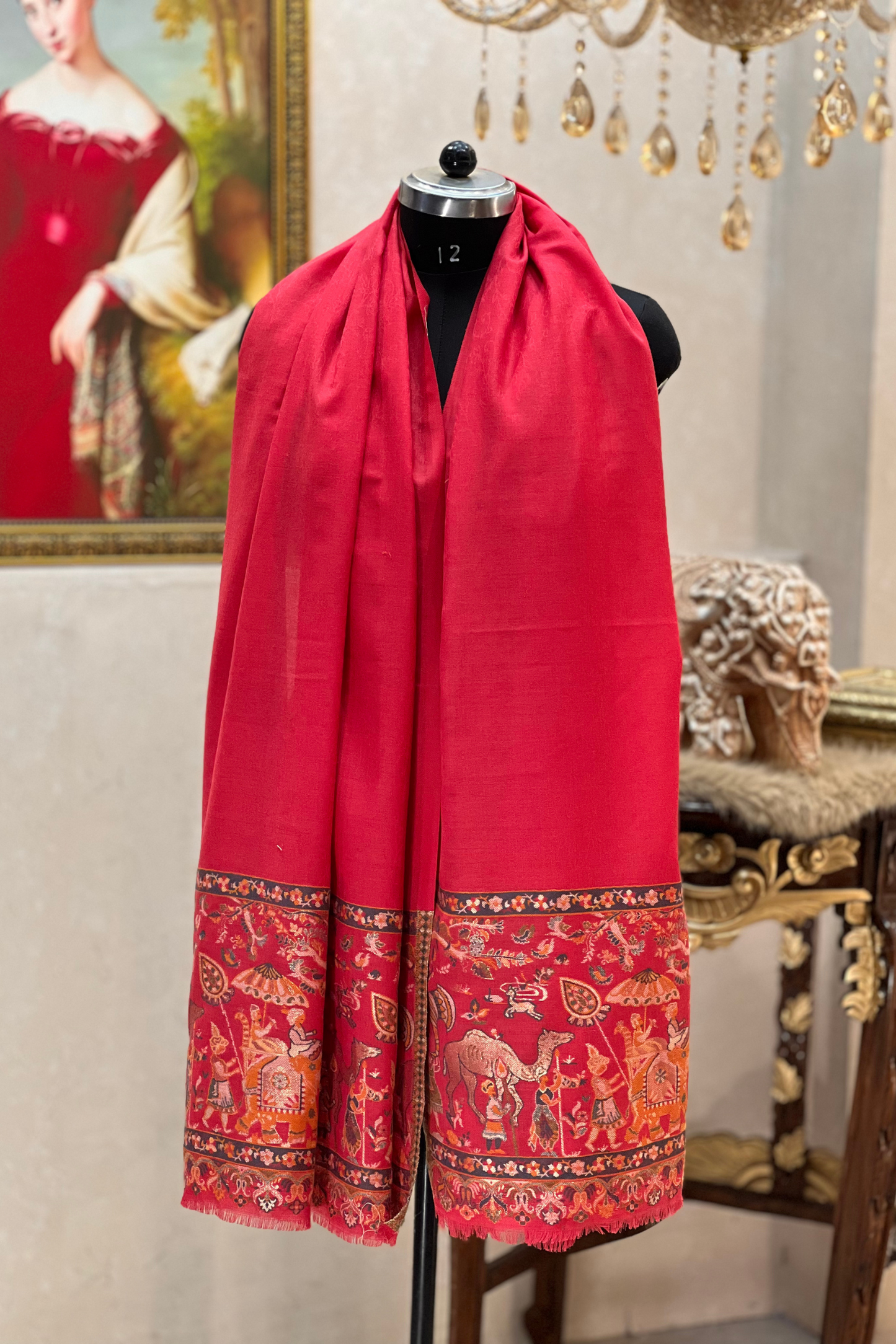 ZARI MOONLIGHT KANI WEAVE PURE WOOL PALLA SHAWL,WARM AND SOFT,