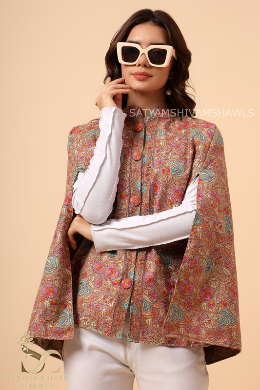 PAPER MACHE KASHMIRI CHINAR CAPE HANDCRAFTED ,BEIGE
