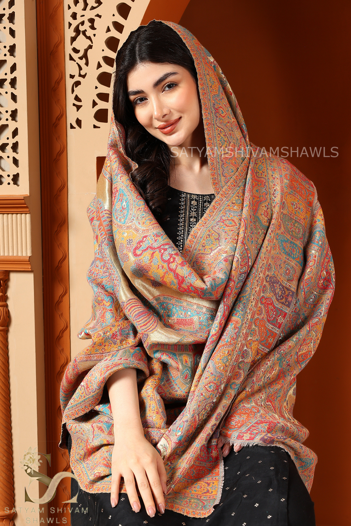 MOONLIGHT FINE WOOL DARBAR ,TWILIGHT MULTICOLOR SHAWL