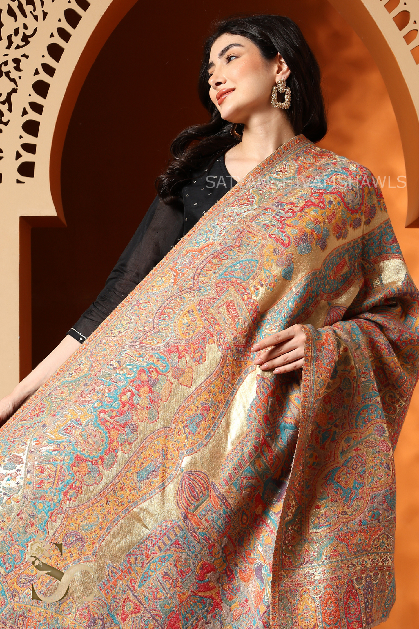 MOONLIGHT FINE WOOL DARBAR ,TWILIGHT MULTICOLOR SHAWL