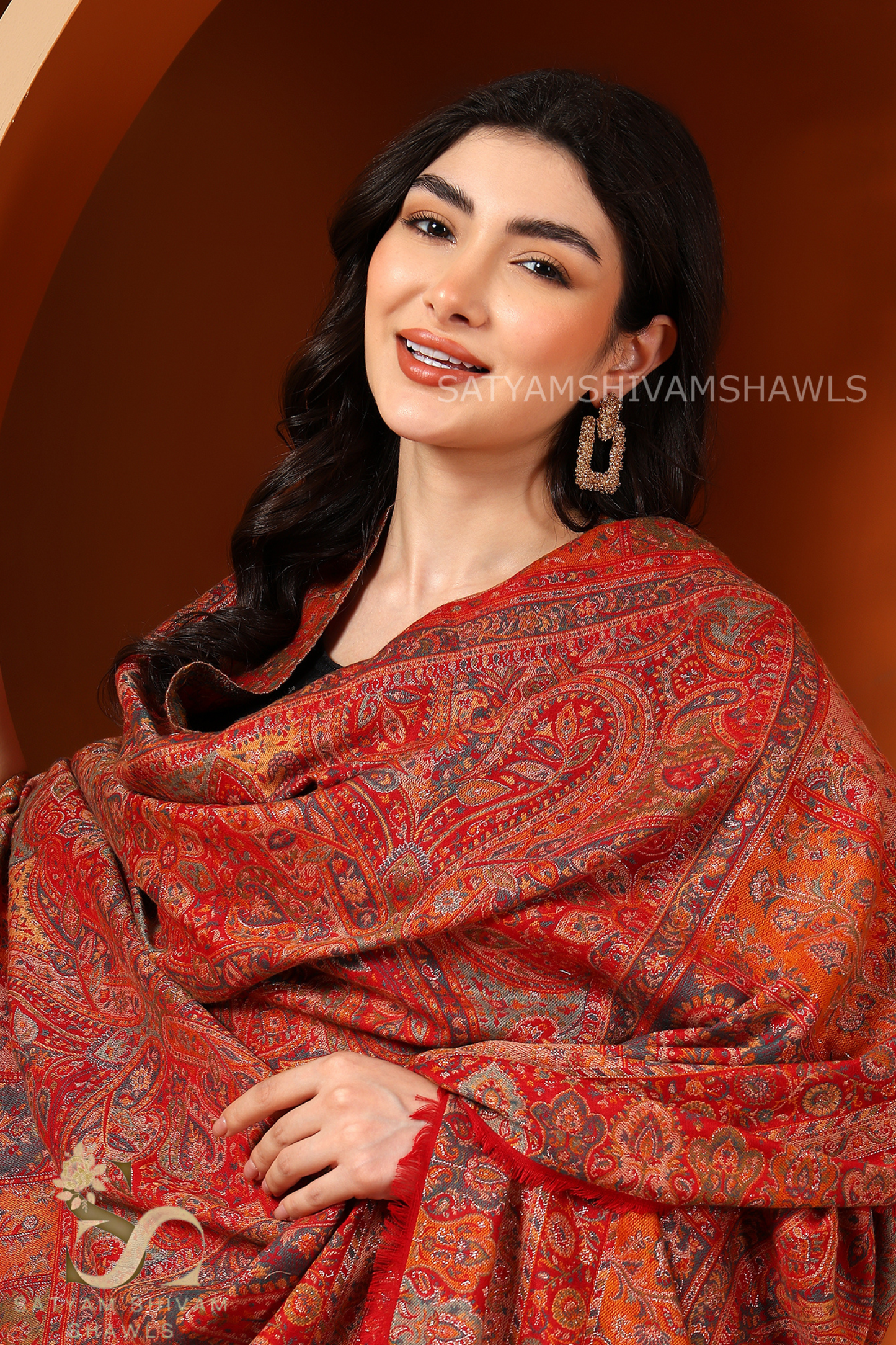 "MEHROOM BLOOM JAAL" PASHMINA KANI WEAVED SHAWL