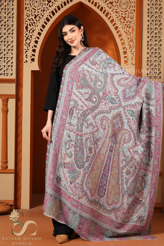 TURKISH PAISLEY FINE WOOL PASHMINA JAMAWAR KANI SHAWLS